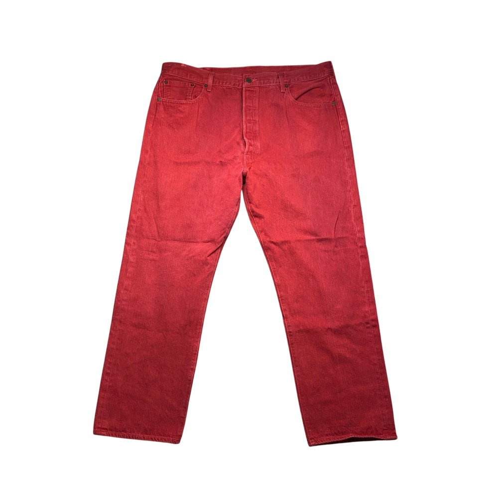 Levis 501 XX Mens 42x32 Original Fit‎ Red Denim Straight Leg Button Fly Jeans